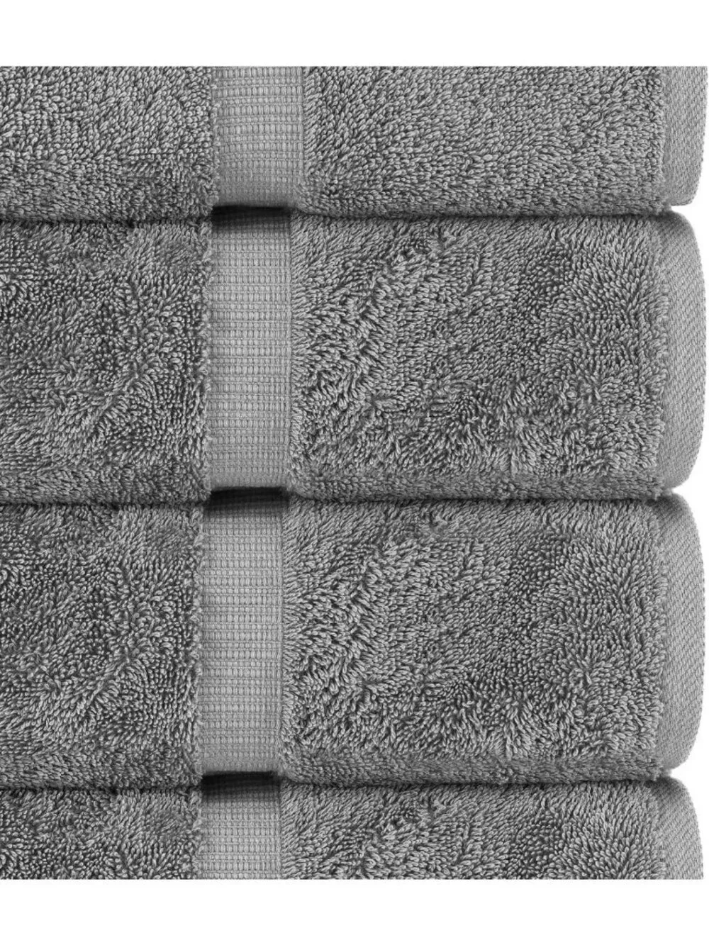 Soft 100% Cotton Hand Towels Set of 6, 16x30, Luxurious Gray Turkish Linens